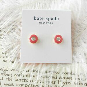 Kate Spade Candy Drops Round Stud Earrings Gold Pink Enamel